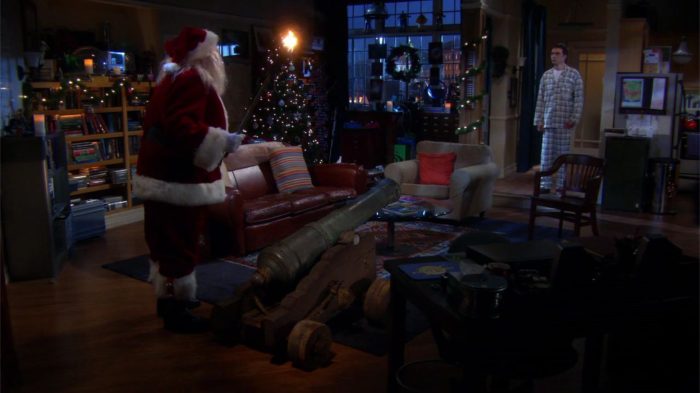 Sheldon Cooper looking frustrated while playing a holiday-themed Dungeons and Dragons quest.