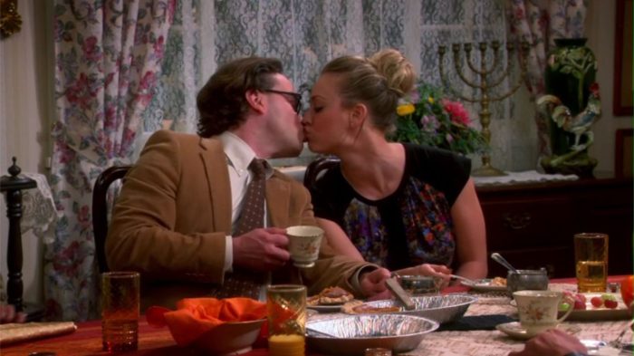 The Big Bang Theory cast gathered around the dinner table at Mrs Wolowitz's house for Thanksgiving.